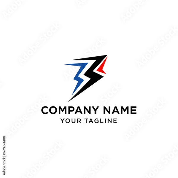 Fototapeta Abstract logo design featuring a stylized lightning bolt with sharp angles and vibrant colors.