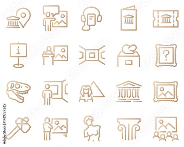 Fototapeta Simple Set of Museum Related Vector Line Icons. Contains such Icons as Tourist Group, Sculpture, Art Gallery and more.	