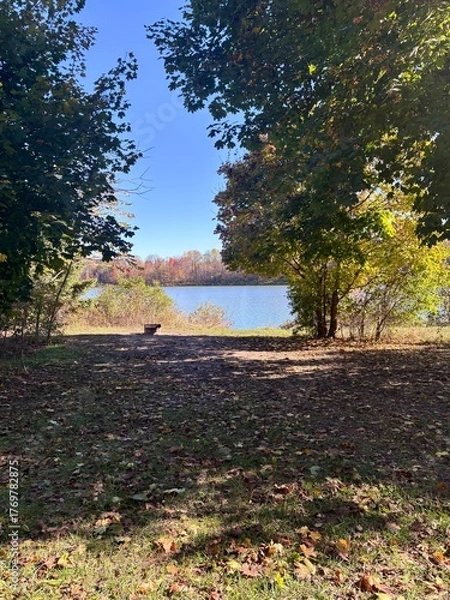 Fototapeta empty autumn campsite 