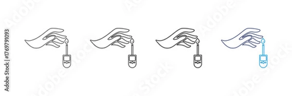 Fototapeta collection of icons set of insulin resistance illustrations, diagnosis, health, with different line thickness and color variations on a white background