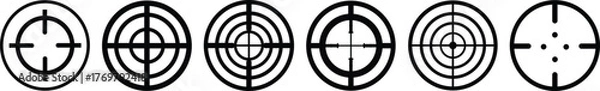 Obraz Crosshair icon set, precision target reticles for ui, gaming and design