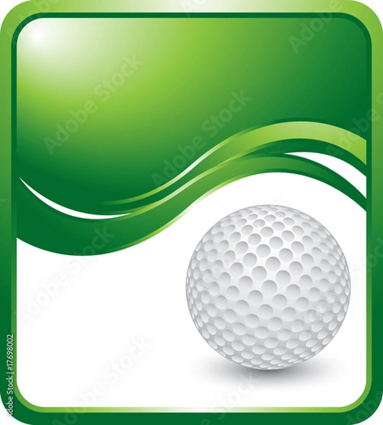Obraz Golf ball on vertical green wave background