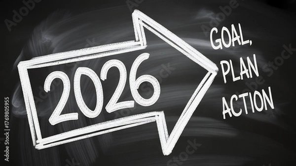 Fototapeta Plan for success in 2026: goal setting strategies, action plan, and future planning guidance
