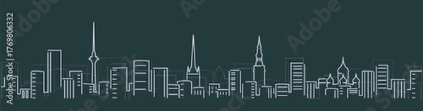 Fototapeta Tallinn Simple Lines Skyline on Dark Background