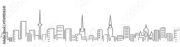 Fototapeta Tallinn Simple Dark Lines Skyline on White Background