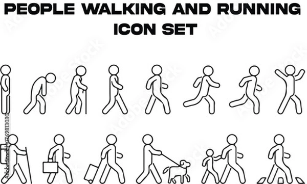 Fototapeta Walking running icon