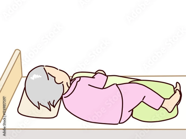 Obraz 介護　体位変換をする。側臥位