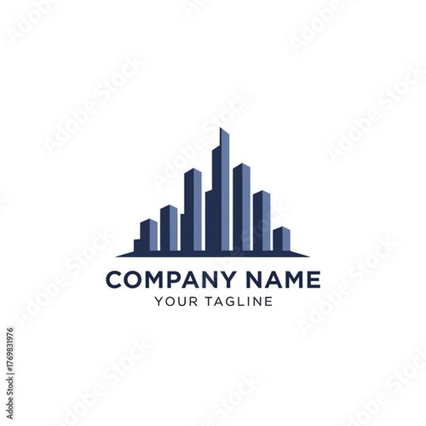 Obraz Modern City Skyline Logo Design with Tall Buildings and Urban Architecture.