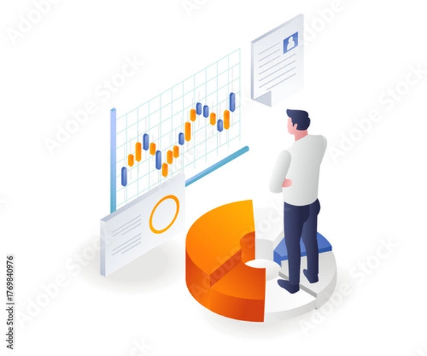 Obraz business man with chart