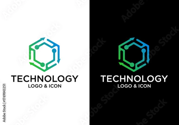 Fototapeta technology hexagon logo icon design vector