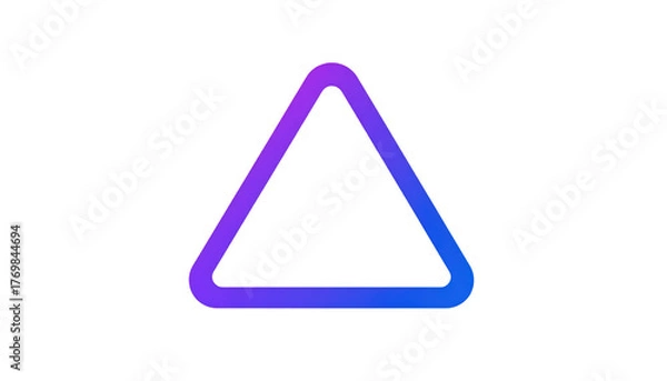 Fototapeta Gradient-edged equilateral triangle with rounded corners, illuminated on a stark black background