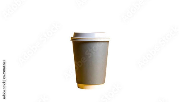 Obraz A paper cup with lid, set against a black background, showing a casual, simple arrangement for take away drink