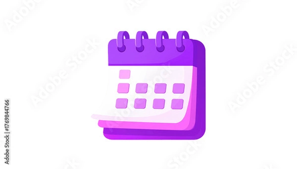 Obraz Purple stylized calendar icon with white dates, sitting on a black background