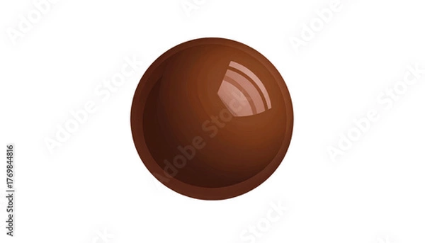 Fototapeta A brown sphere, glossy and smooth, stands out against a solid black background, with a light reflection
