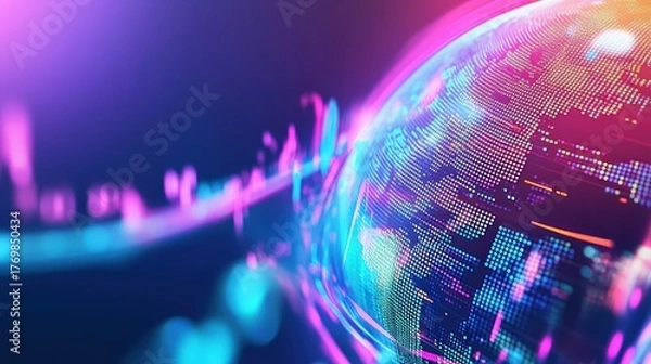 Fototapeta Digital Globe Data, Cyber Network, Abstract Technology Design