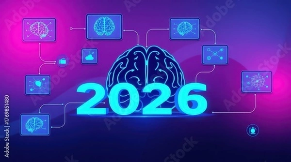 Obraz 2026 New Year's Eve background image of a brain