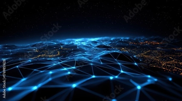 Obraz Network Data Visualization, Big Data, Futuristic Tech