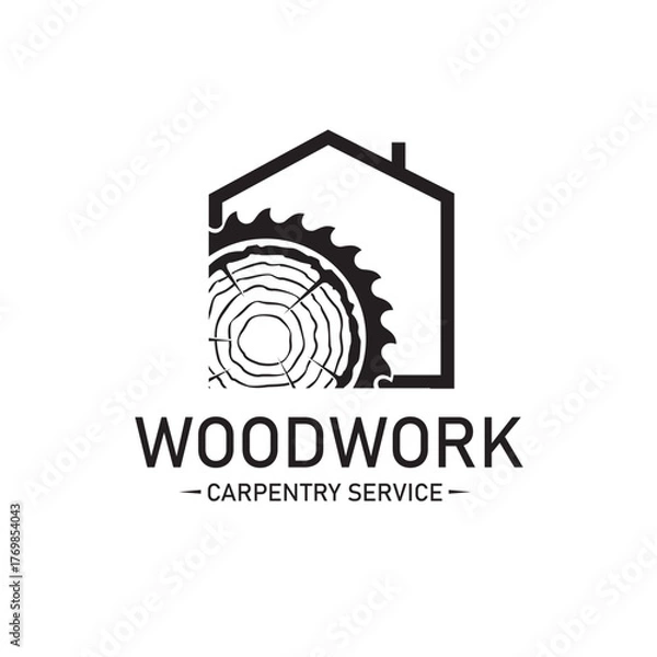 Fototapeta black woodworking carpentry emblem isolated on white background