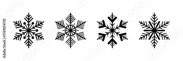 Fototapeta Set of snowflake vector illustrations isolated on a transparent background for Christmas decoration