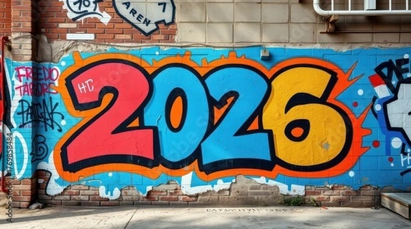 Obraz 2026 graffiti on the street on the wall