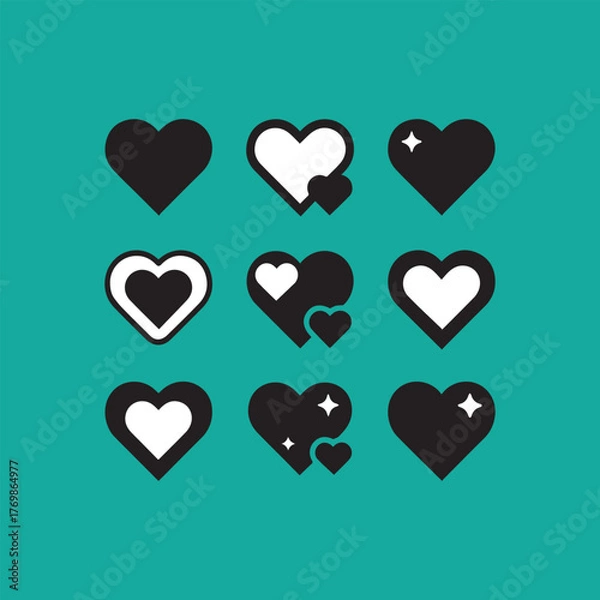 Fototapeta  Heart icon set 