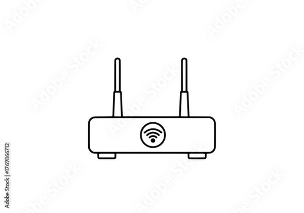 Fototapeta Modern wireless router icon for home office networking and internet access device