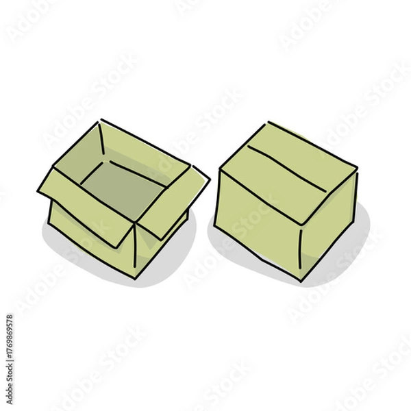 Fototapeta Simple vector illustration of a cardboard box, clean and minimal design perfect for packaging, delivery, and storage graphics