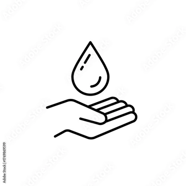 Fototapeta Set dermatologically tested vector label with water drop, leaf and hand logo. Dermatology test symbol, dermatologist badge, clinically proven icon for allergy free and healthy safe product package tag