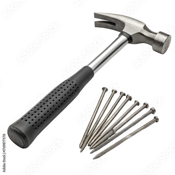 Fototapeta Hammer & Nails: Essential Tools on transparent background