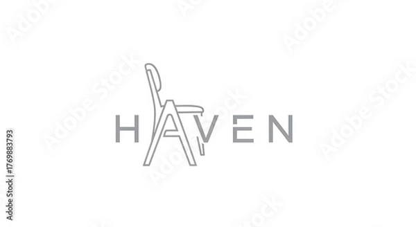Obraz HAVEN Logo Design Modern chair and wordmark illustration in minimalist style for branding