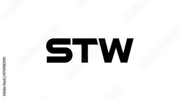 Obraz STW Letters Bold Typographic Graphic Display in Solid Black on White Background