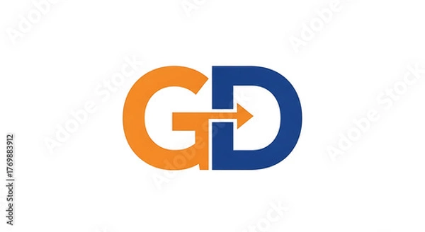 Obraz Modern GD Logo Design with Arrow Symbolizing Growth and Development in Business