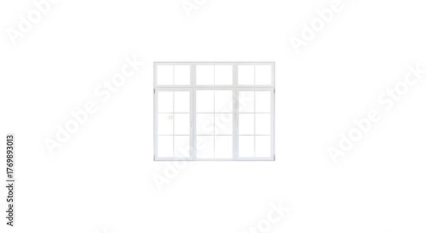 Fototapeta White windows in a building with a simple design and structure.