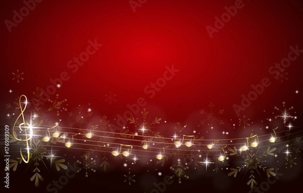 Fototapeta Christmas background decorated with music notes