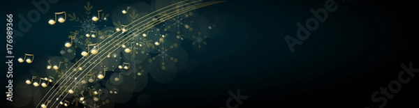 Obraz Bożenarodzeniowy tło dekorujący z muzycznymi notatkami