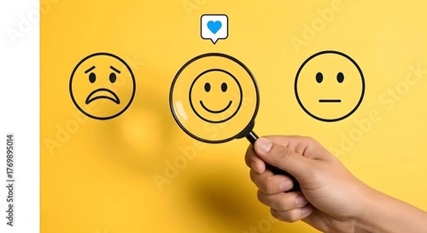 Fototapeta Customer satisfaction feedback survey with emoticons