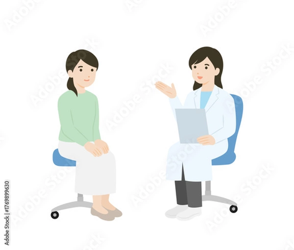 Fototapeta 診察をする女性医師