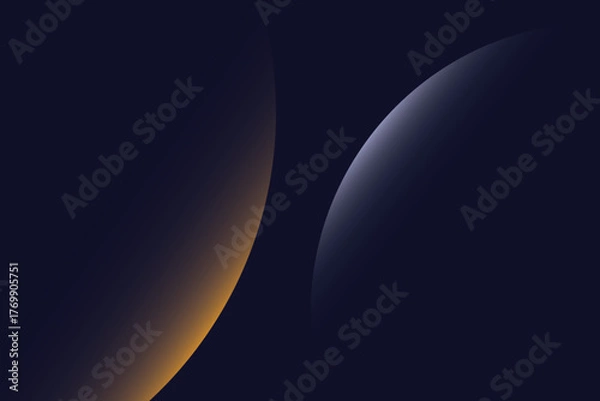 Fototapeta Navy blue abstract background with halftone golden lines delicate pattern. Small light spot box. Curve line, cosmic galaxy space. Festive BG for social media, birthday party invitation.