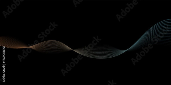 Fototapeta 3D orange blue techno abstract background overlap layer on dark space with glowing lines decoration. Modern graphic design element.Simple design
