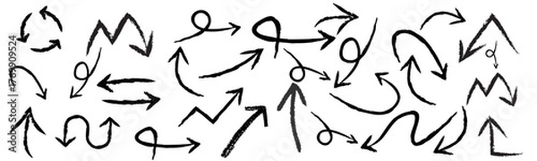 Fototapeta Creative arrows in grunge style, vector collection, beautiful and stylish.  vector set