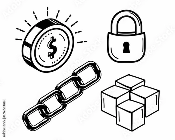 Obraz Financial security concept with dollar coin, chain, and lock