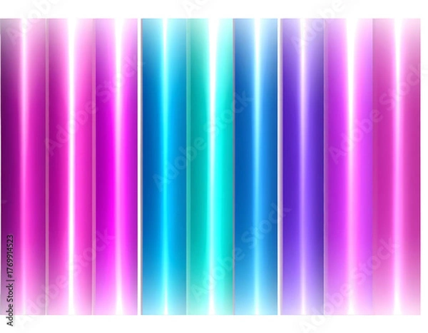 Obraz Vertical glowing stripes in pink, blue, and purple hues with a subtle gradient and bright highlights