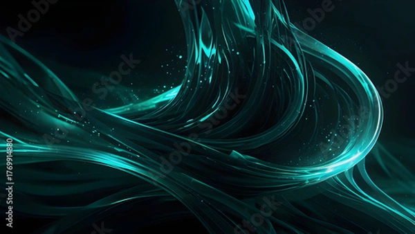 Fototapeta mystical flow of teal energy swirling through darkness Ethereal Current, Generatve Ai