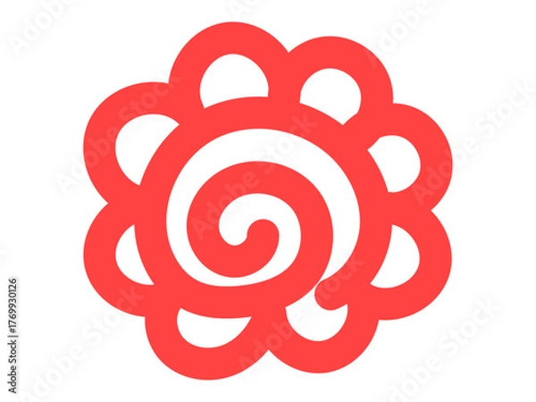 Obraz 手書きの赤色のシンプルで可愛い花丸のアイコン