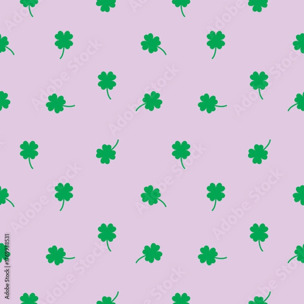 Obraz Lucky Four leaf green clovers seamless pattern, background texture