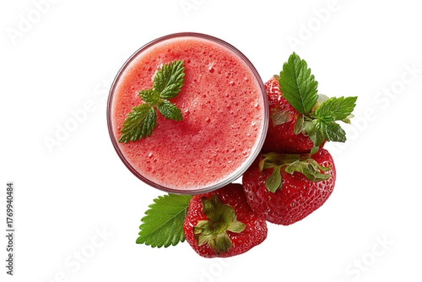 Fototapeta Fresh strawberry with spiral splash juice
