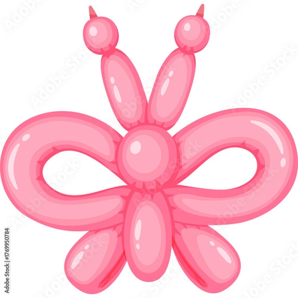 Obraz Pink balloon butterfly decoration against a white background seamless pattern graphic design