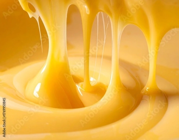 Obraz Close-up of thick, flowing, golden-colored liquid, creating an abstract pattern