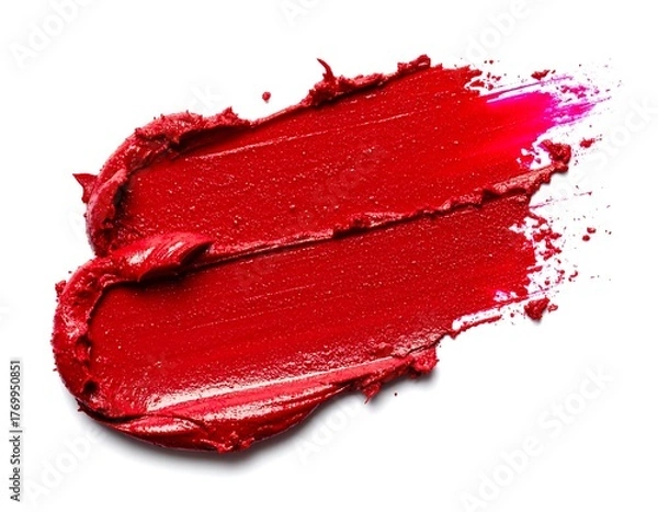 Obraz Close-up of two crimson smears of vibrant cosmetic pigment on white