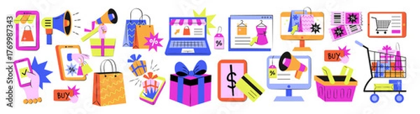 Obraz Cyber Monday Sale Shopping Elements Set